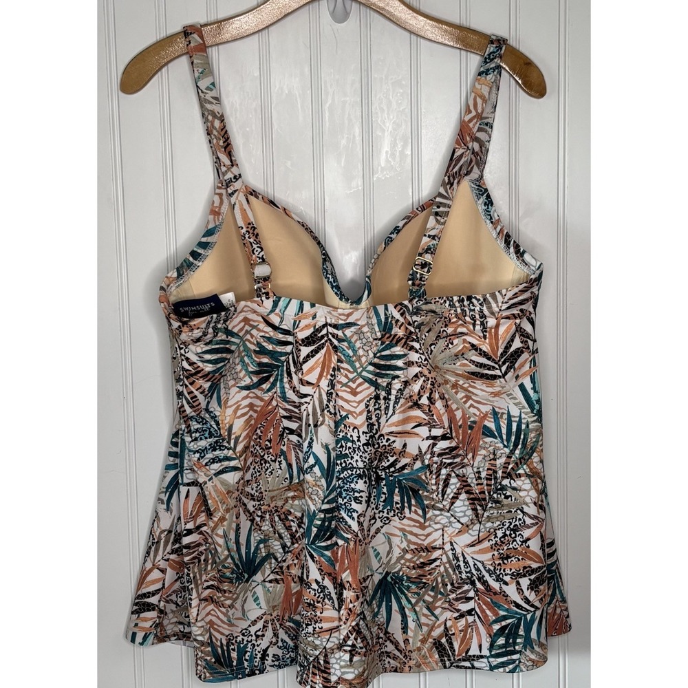 Swimsuits for All Bra Faux Flyaway Underwire Tankini Top 38C Animal Palm Print - Picture 3 of 14